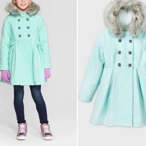 Cat & Jack Girls Mint Pea Coat